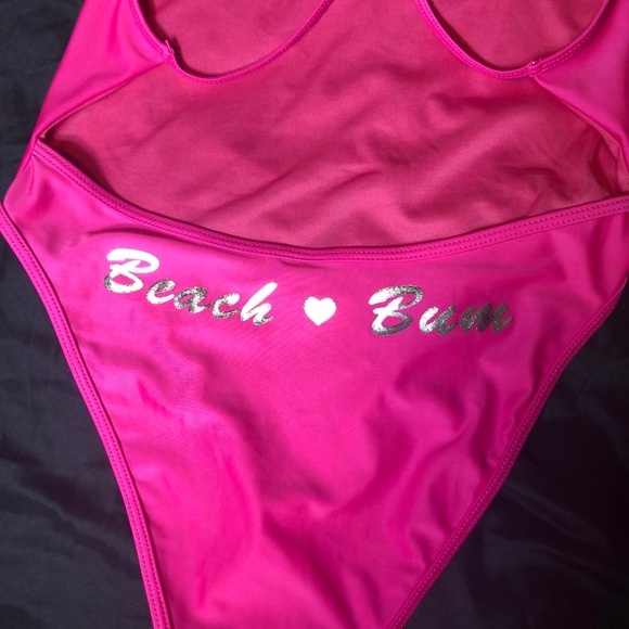 Revamped hot pink “beach bum” one piece swimsuit - Picture 7 of 9